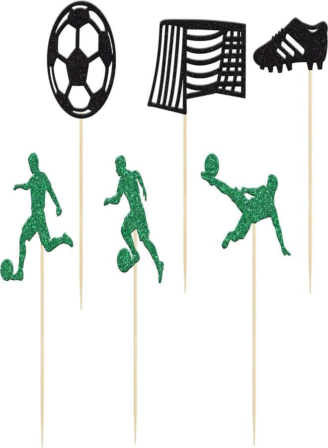 كونفيتي! عبوة من 24 قطعة لتزيين الكب كيك على شكل كرة قدم، زينة لامعة للكب كيك، أعواد تزيين الكب كيك الرياضية لحفلات كرة القدم، زينة كيك لحفلات استقبال المولود - Image 3